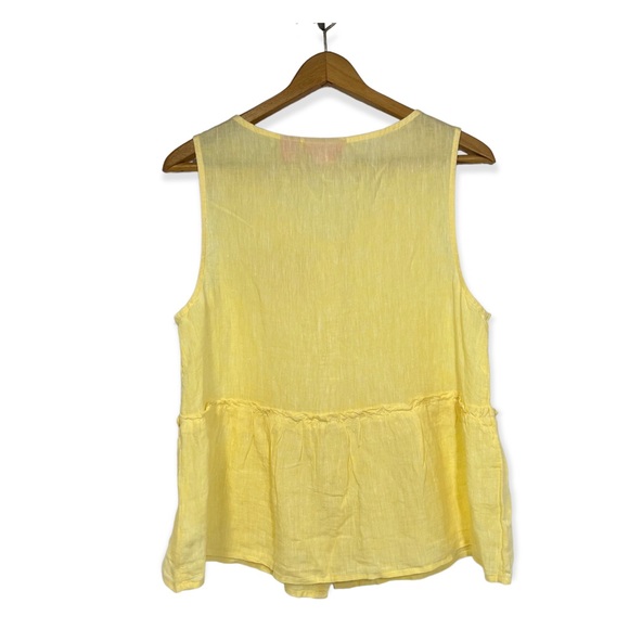 Isaac Mizrahi New York 100% Linen Yellow Sleeveless Cottagecore Top Blou… - Picture 3 of 13